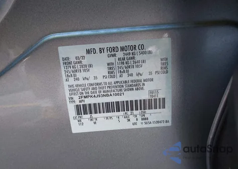 2022 Ford Edge Sel from USA, damaged, VIN 2FMPK4J93NBA10021